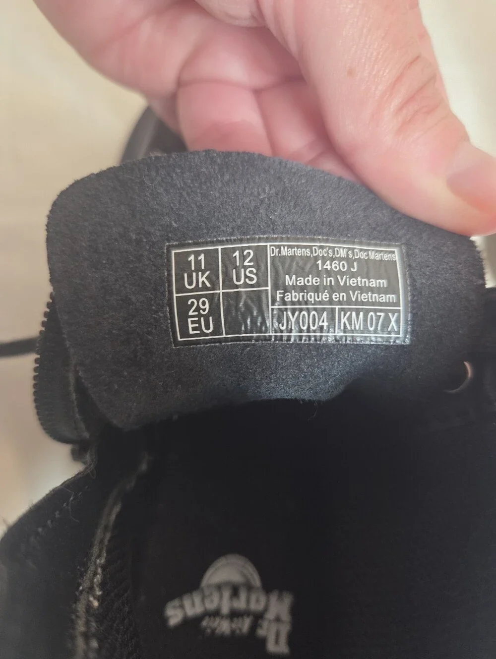 Dr. Martens Kids Black Leather Lace Up Zip Combat Boots Size 12